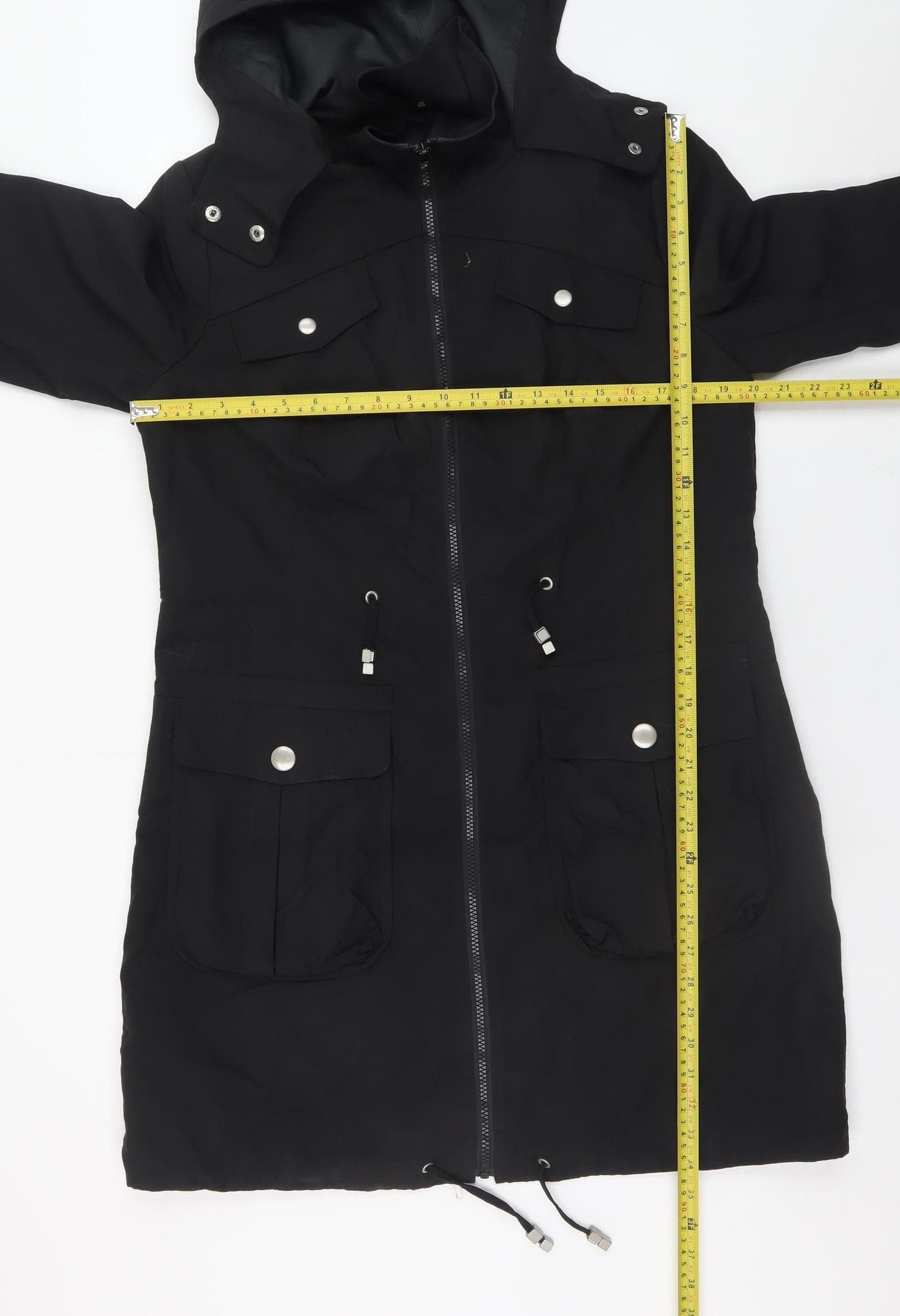 Marks and Spencer Women's Black Parka Coat Size 12 Hooded Long