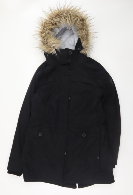Hollister Women's Black Faux Fur Hooded Parka Coat Size M