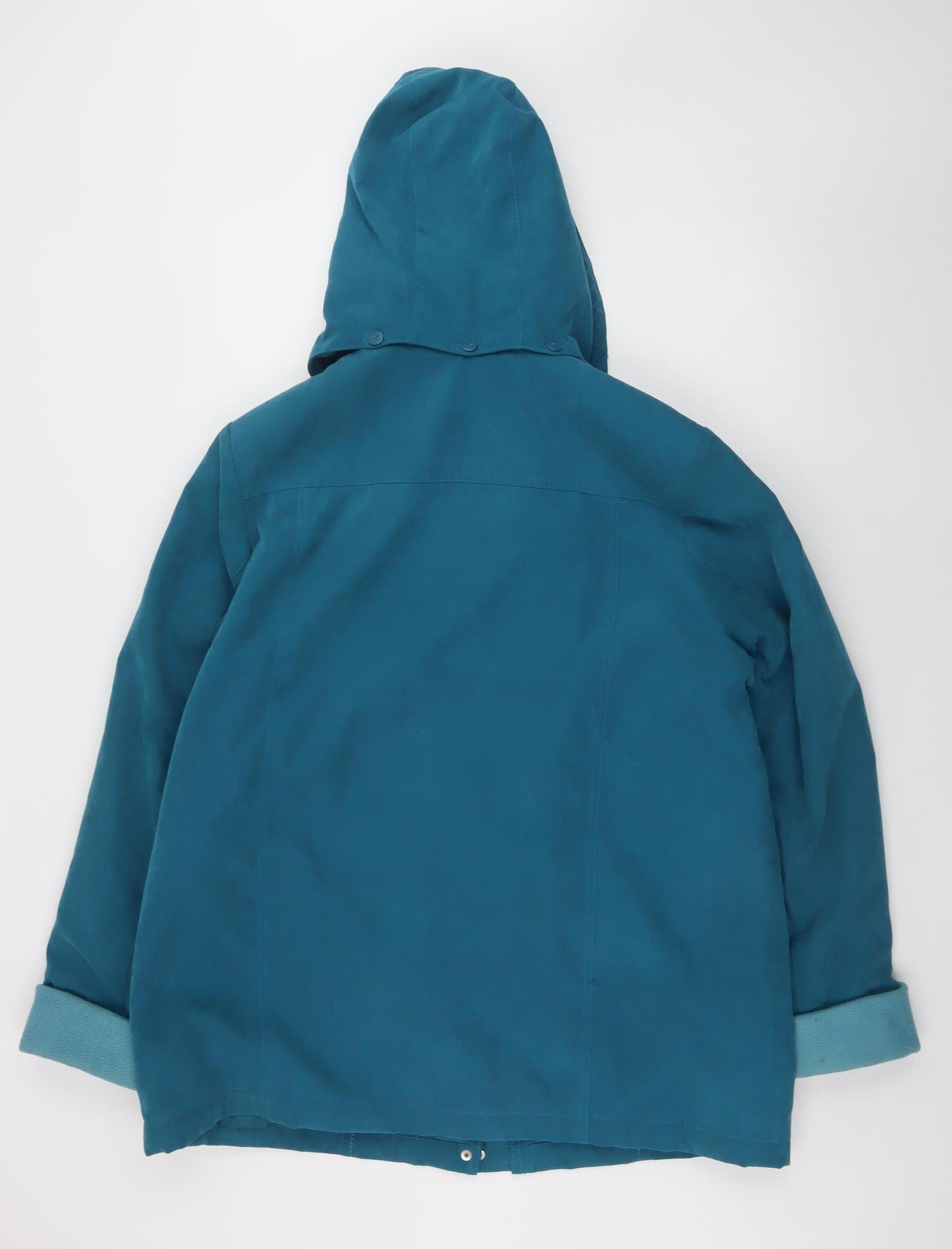 EWM Womens Blue Hooded Mid-Length Rain Coat Size 18