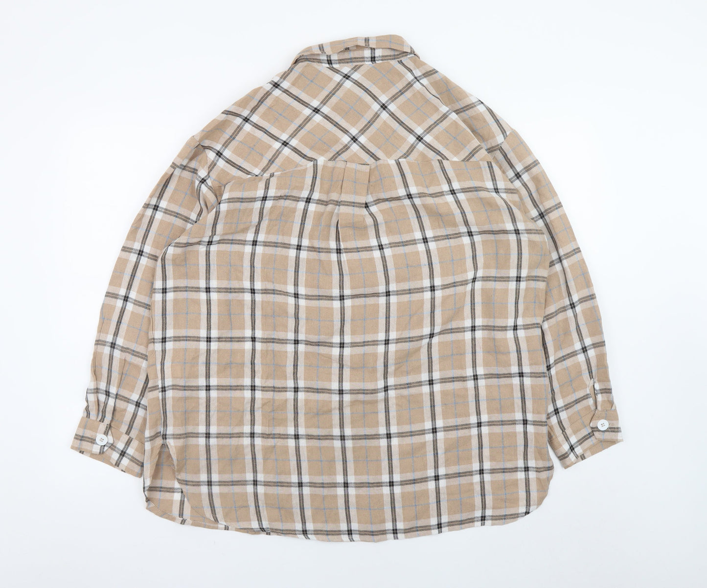 New Look Beige Check Flannel Button-Up Shirt Size 14 Unisex
