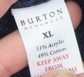 Burton Menswear Blue Crew Neck Knit Jumper XL Men’s Pullover