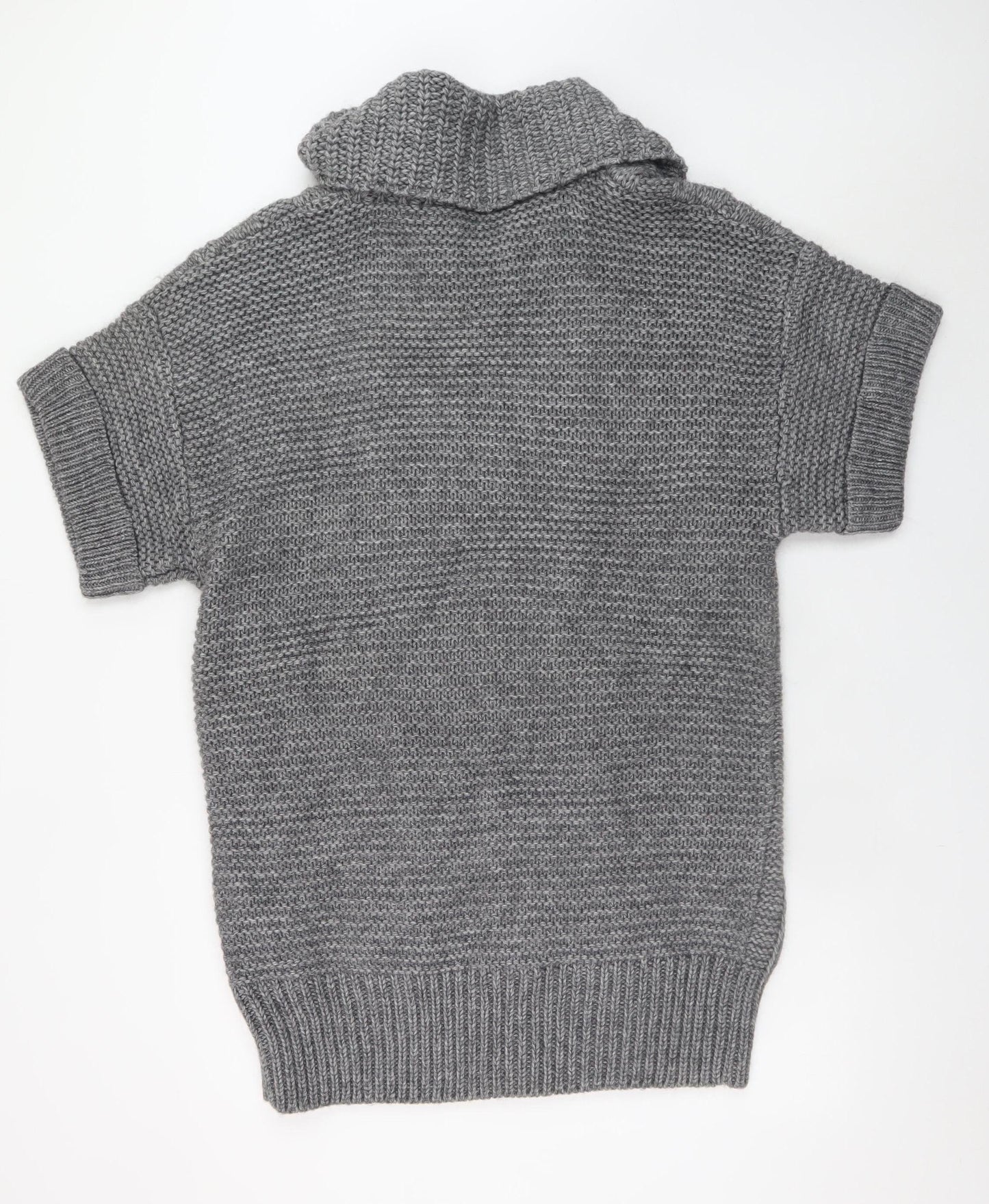 Marks and Spencer Women’s Grey Chunky Knit Collared Short Sleeve Cardigan UK 16-18