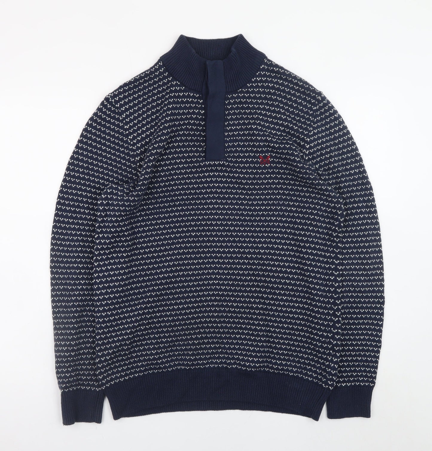 Crew Clothing Company Men's Blue Cotton Henley Jumper M