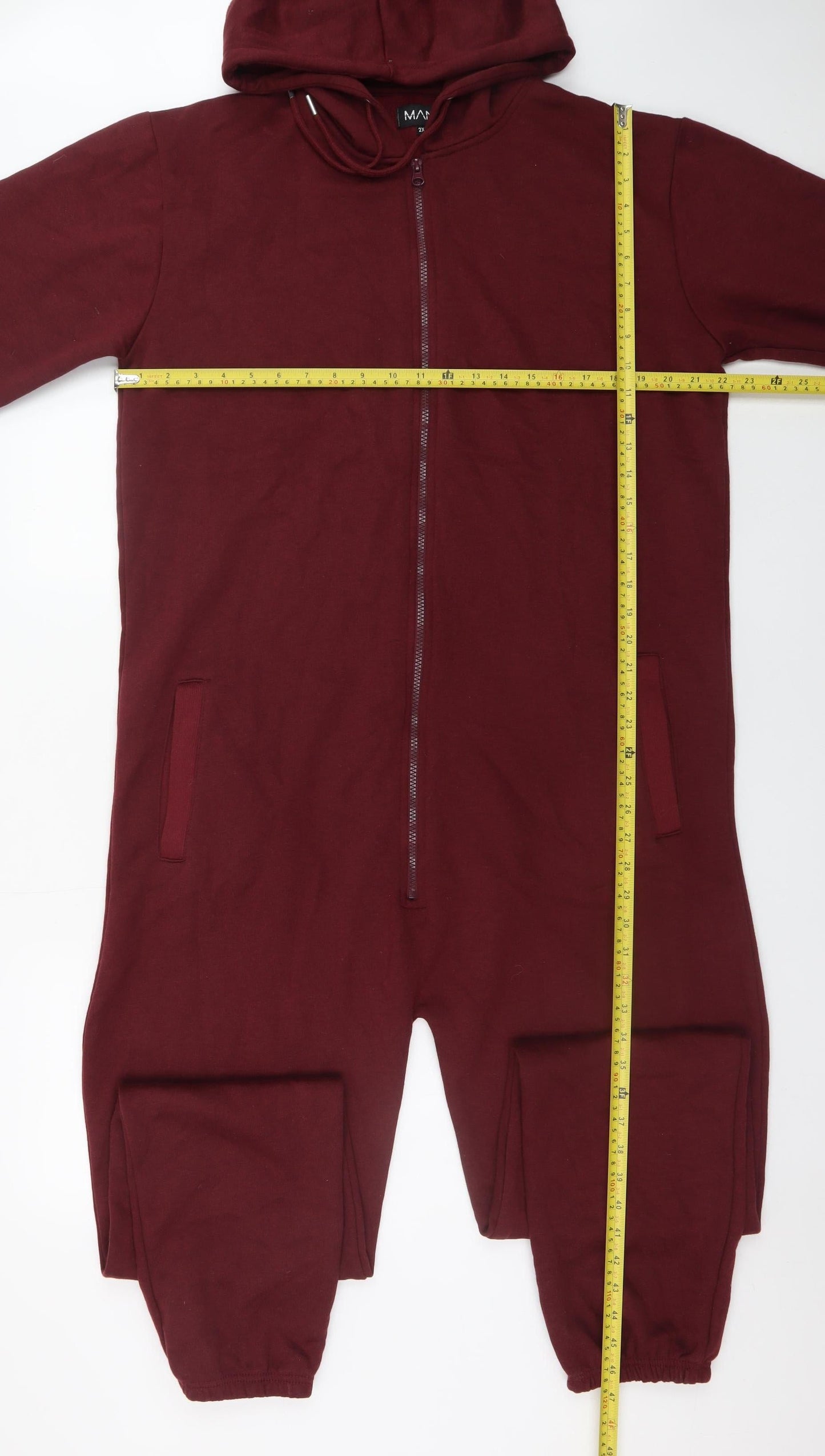 MAN Burgundy Hooded One Piece Men's 2XL Zip Nightwear