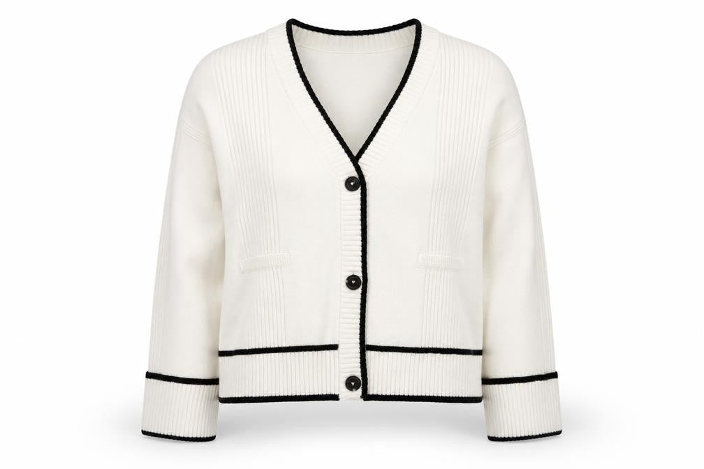 River Island Women Ivory L V-Neck Button Cardigan Knit Jumper