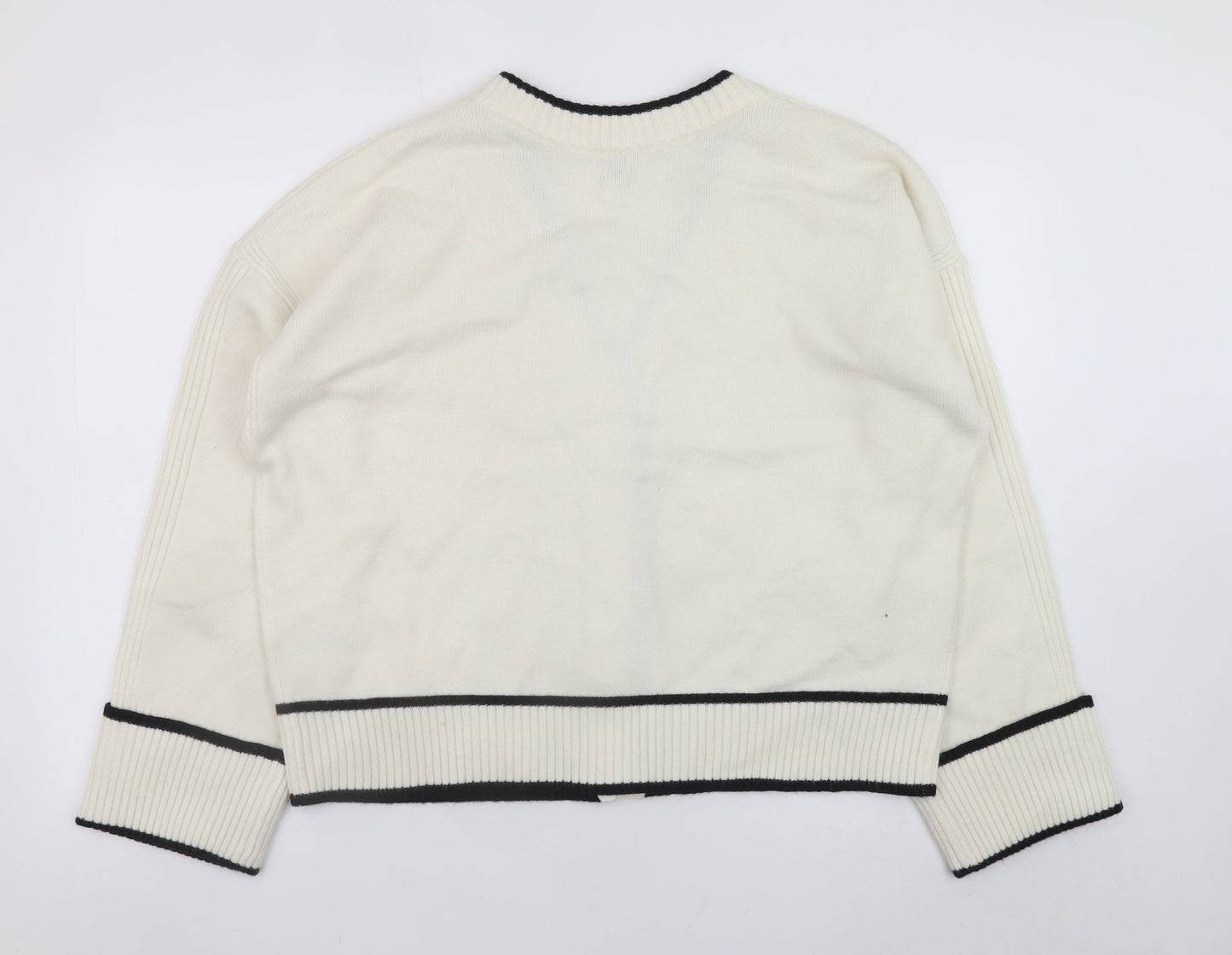 River Island Women Ivory L V-Neck Button Cardigan Knit Jumper