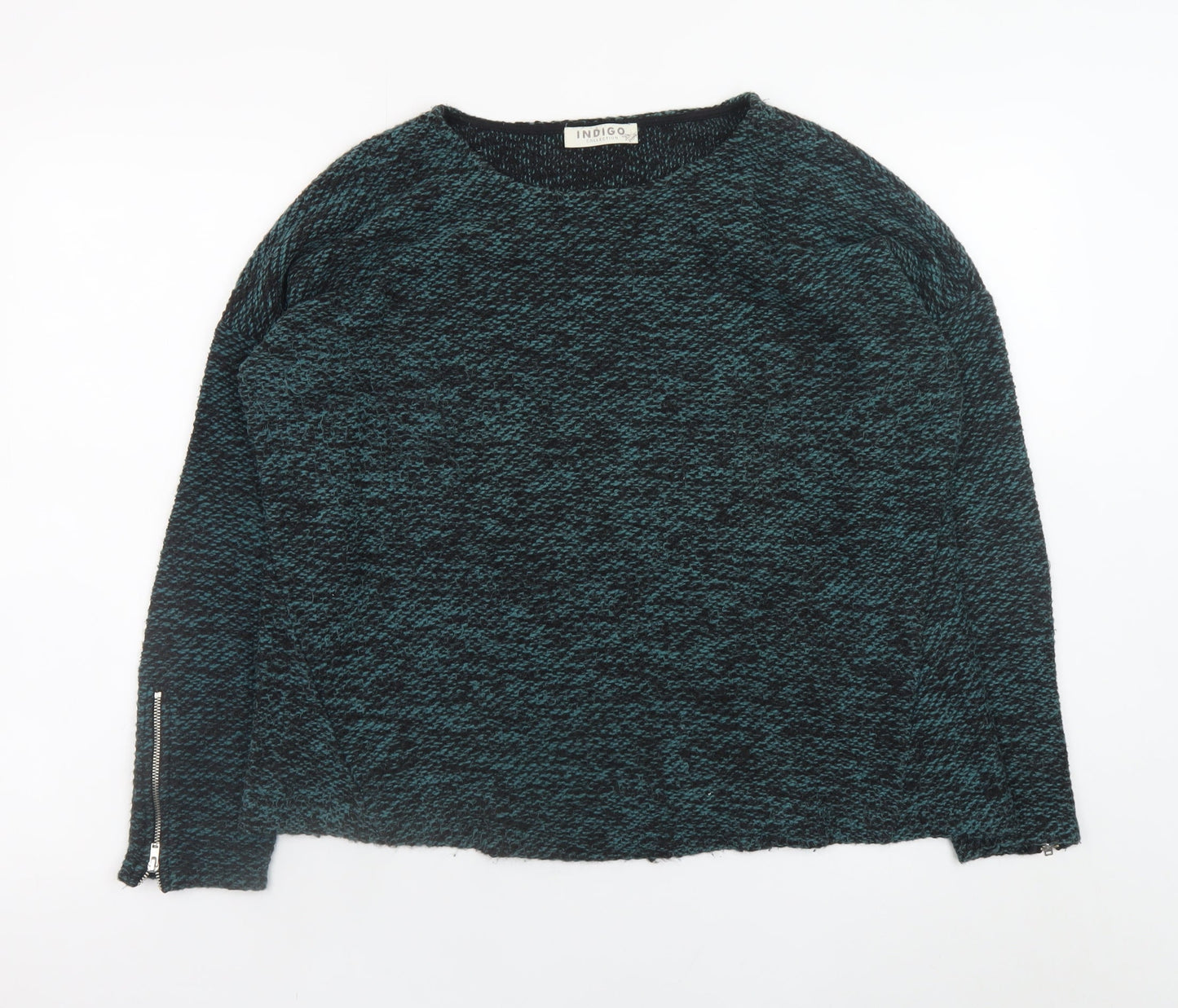 Marks and Spencer Women Green Cotton Blend Crew Neck Pullover Jumper Size 16