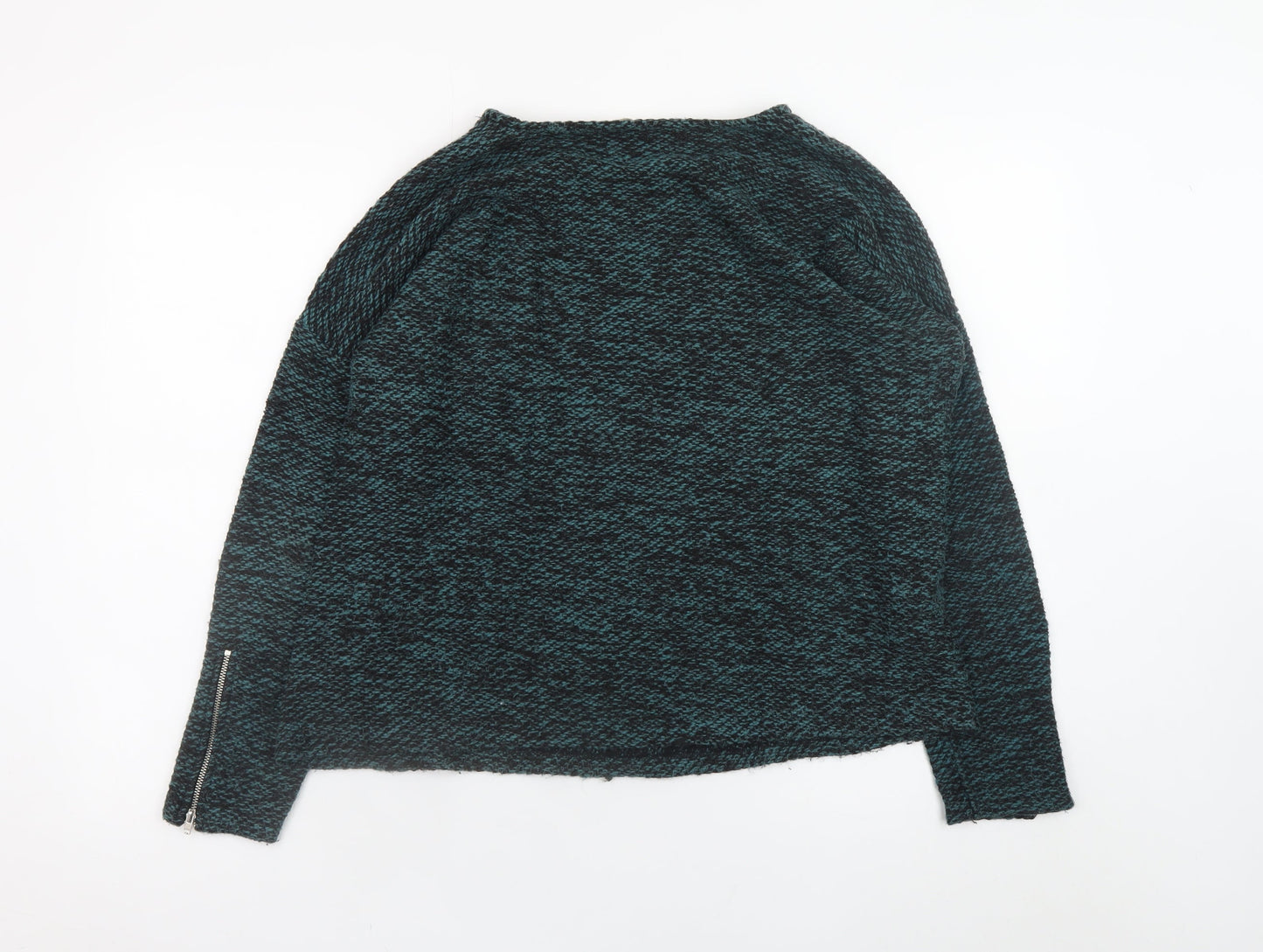 Marks and Spencer Women Green Cotton Blend Crew Neck Pullover Jumper Size 16