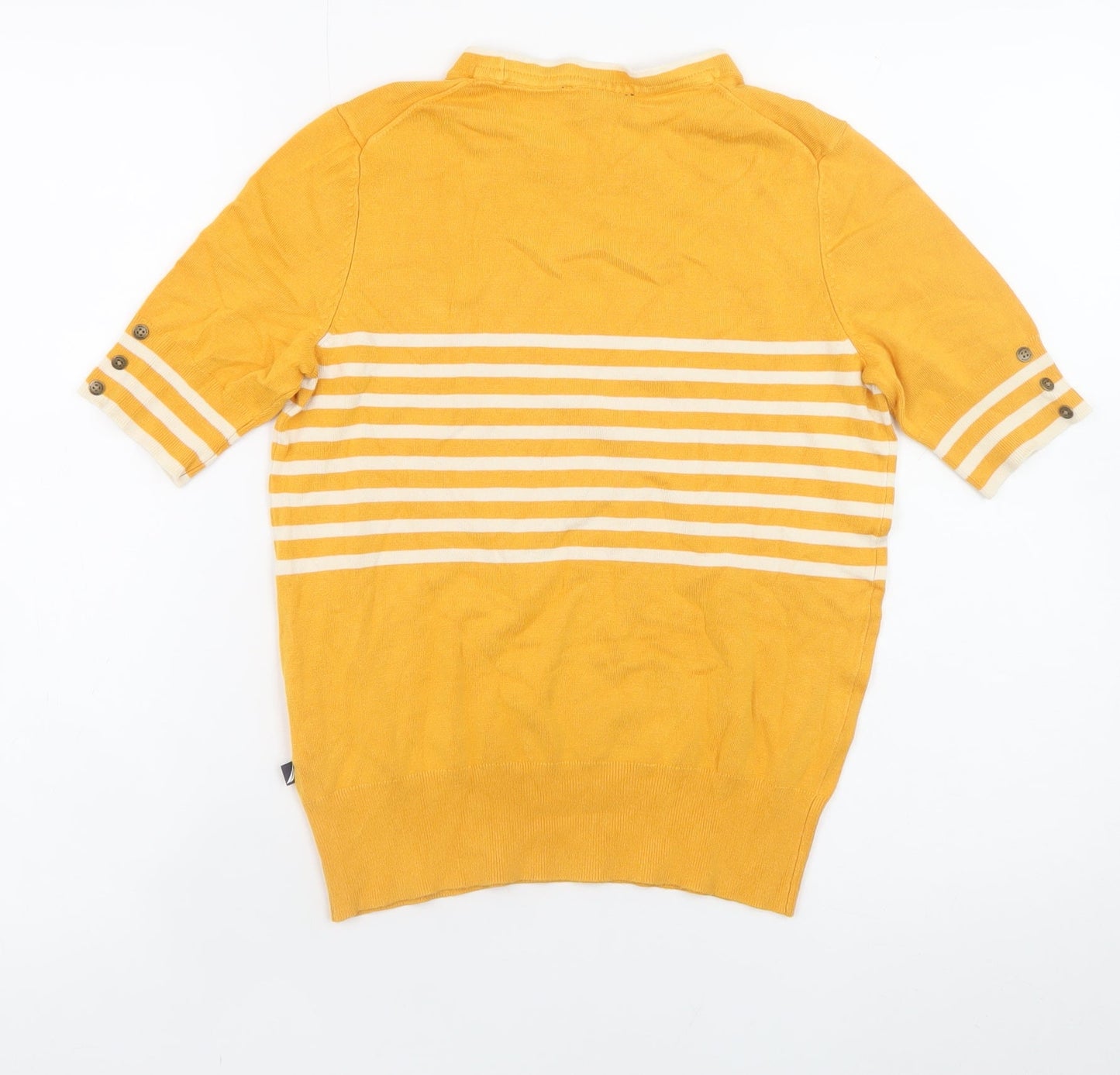 Nautica Jeans Women's Yellow Striped Knit Pullover Jumper Size S
