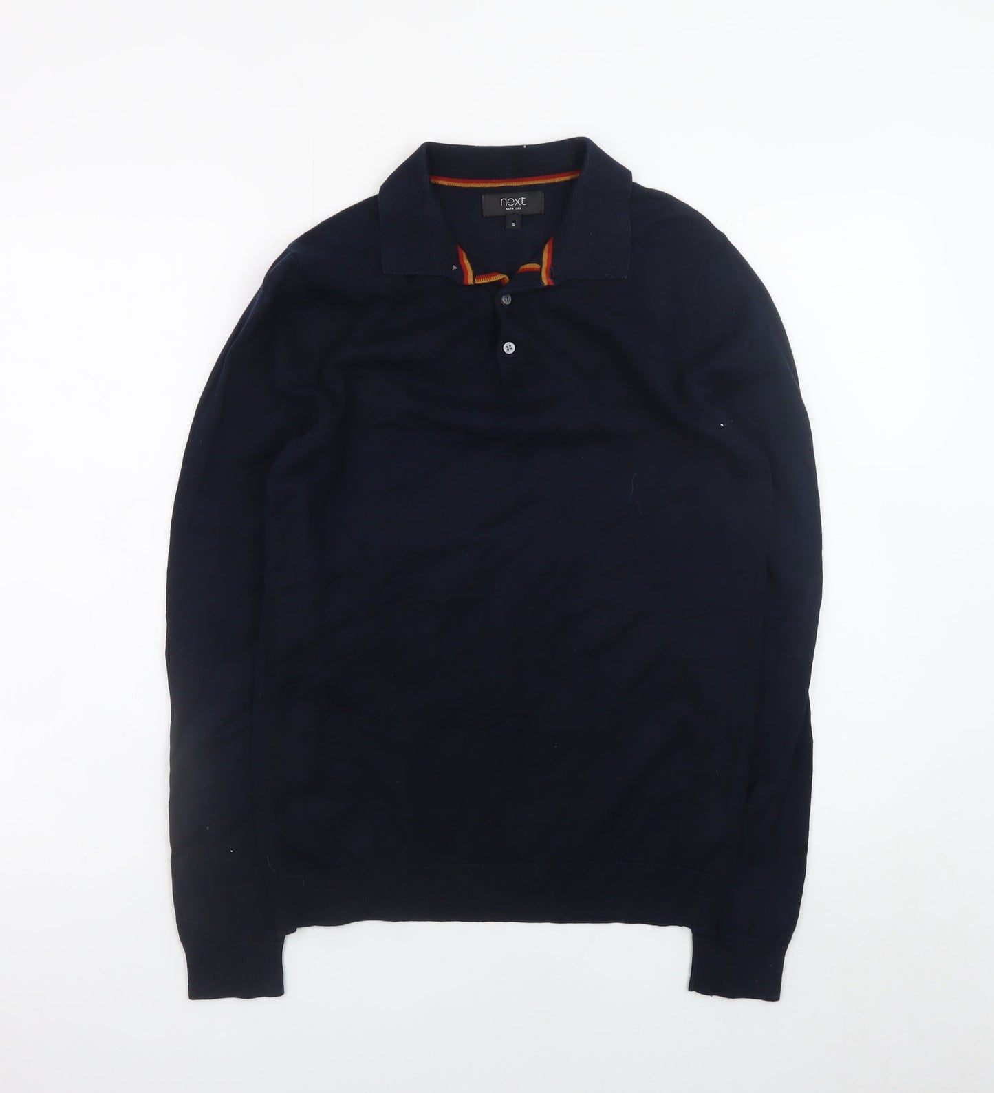 Next Men's Blue Collared Henley Jumper Size S Cotton Knit