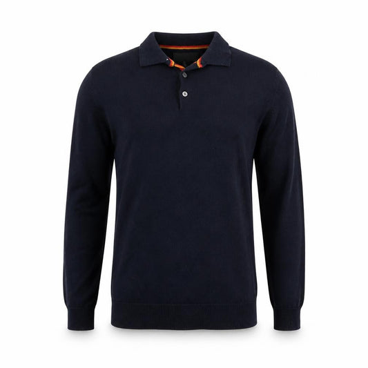 Next Men's Blue Collared Henley Jumper Size S Cotton Knit