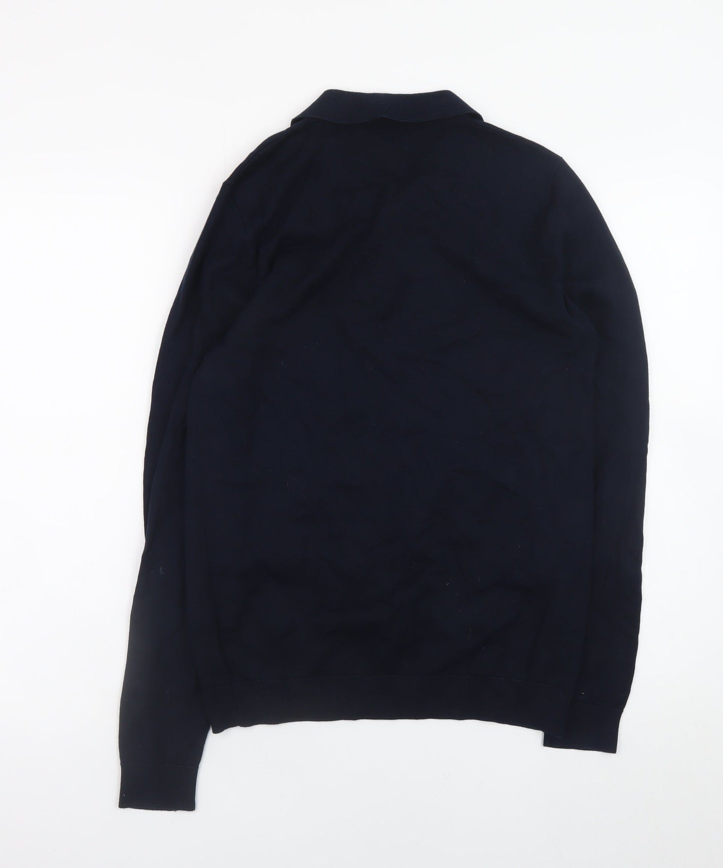 Next Men's Blue Collared Henley Jumper Size S Cotton Knit