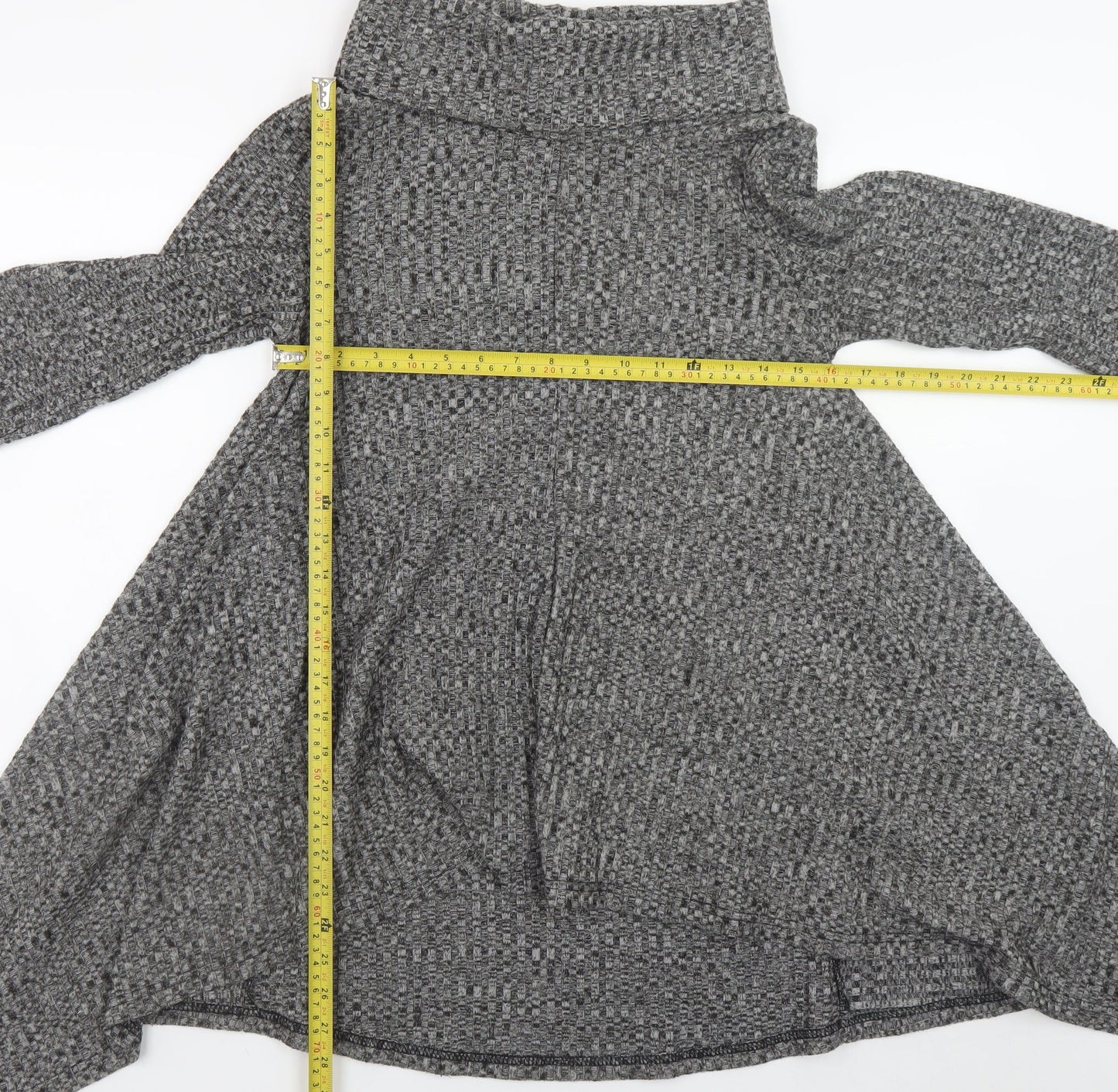 Klass Womens Grey Trapeze Knit Roll Neck Long Sleeve Dress S