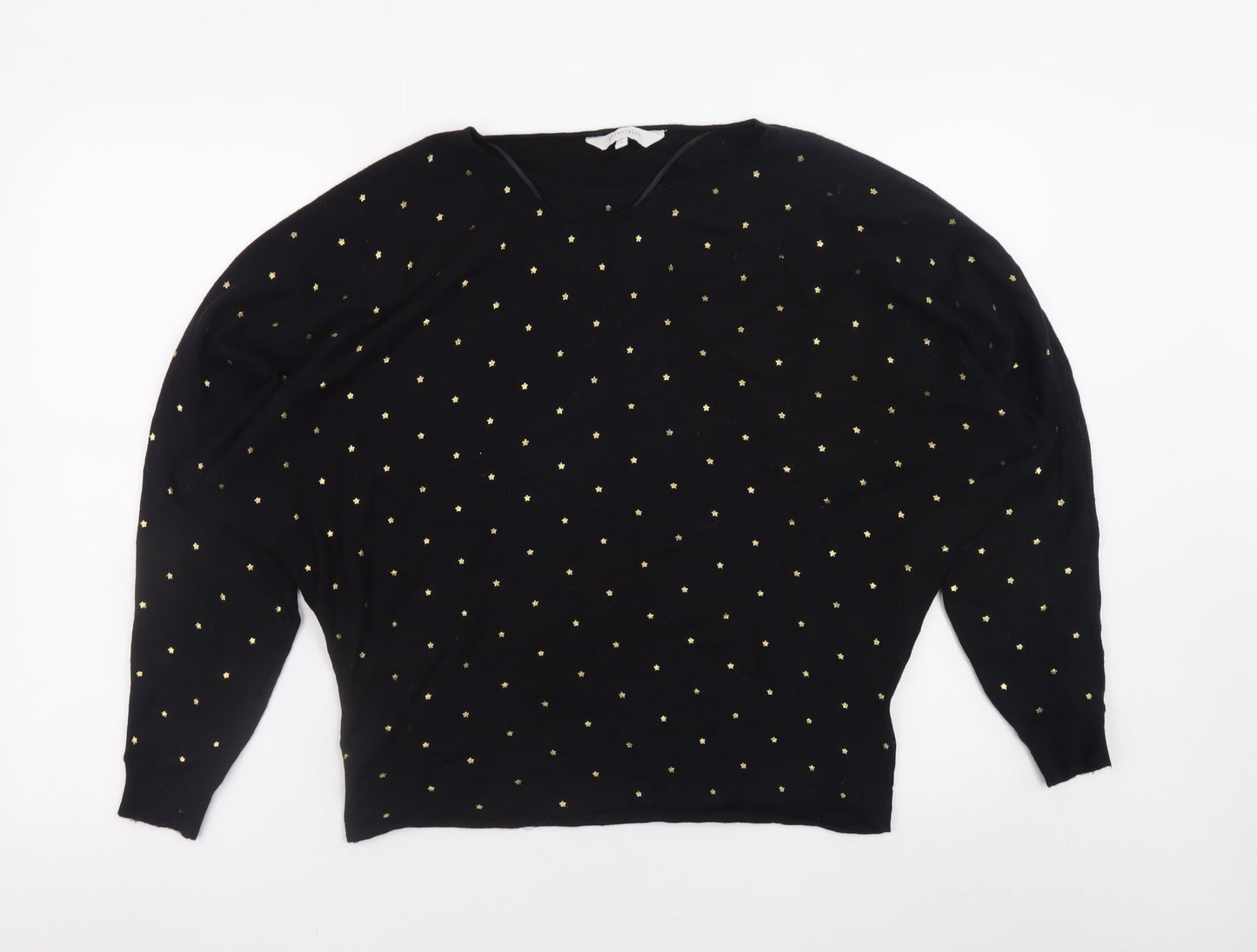 Principles Women Black Gold Studded Batwing Jumper Size 16