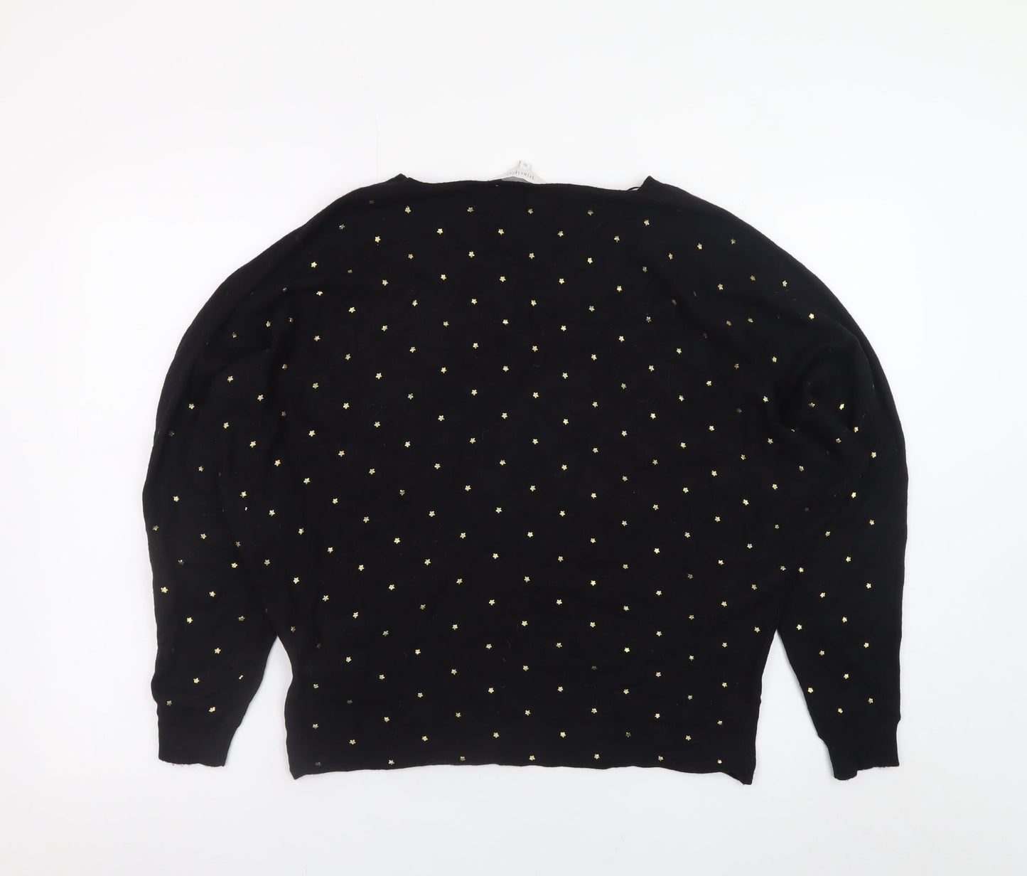Principles Women Black Gold Studded Batwing Jumper Size 16