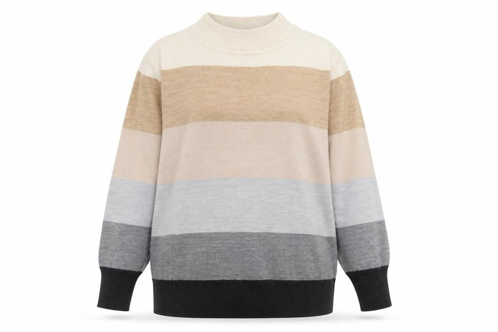 Marks & Spencer Women’s Multicoloured High Neck Striped Acrylic Jumper Size L