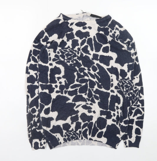 Wallis Women's Blue Animal Print Crew Neck Long Sleeve Pullover Jumper Size S