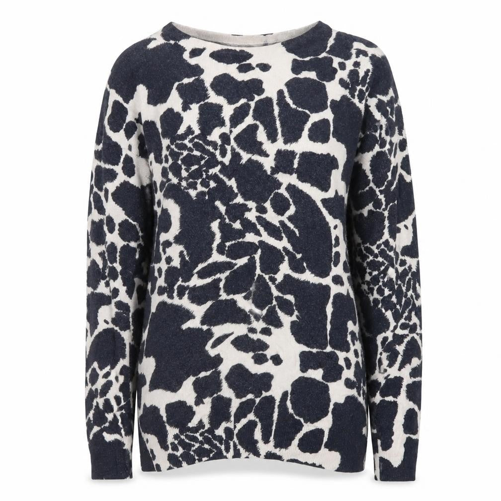 Wallis Women's Blue Animal Print Crew Neck Long Sleeve Pullover Jumper Size S
