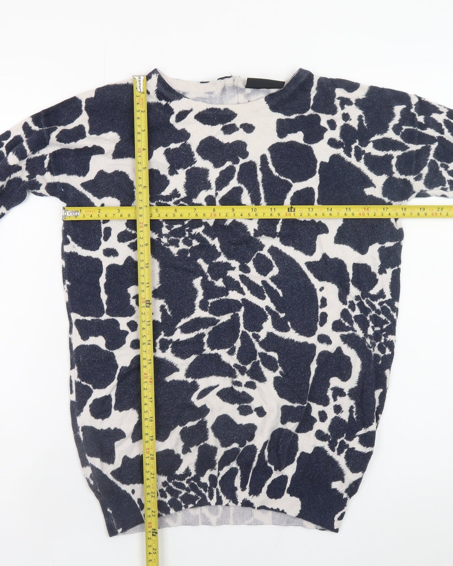 Wallis Women's Blue Animal Print Crew Neck Long Sleeve Pullover Jumper Size S