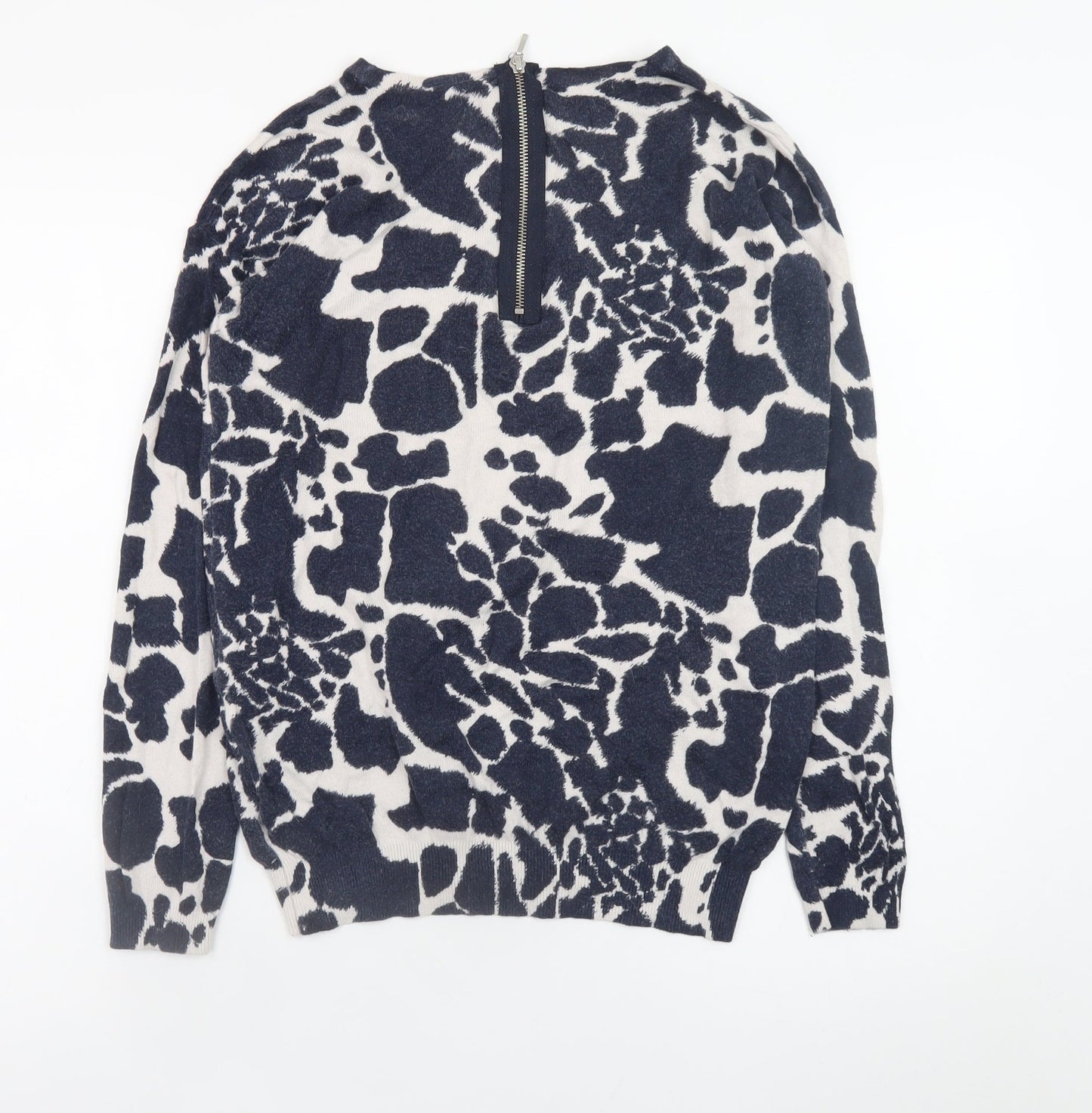 Wallis Women's Blue Animal Print Crew Neck Long Sleeve Pullover Jumper Size S