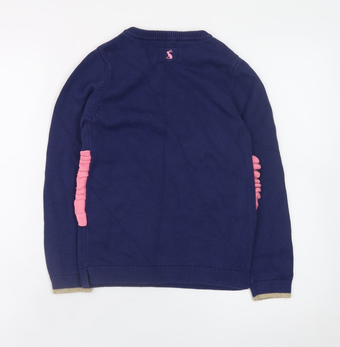 Joules Girls Blue 9-10 Years Pullover Jumper with Pink Squirrel Design