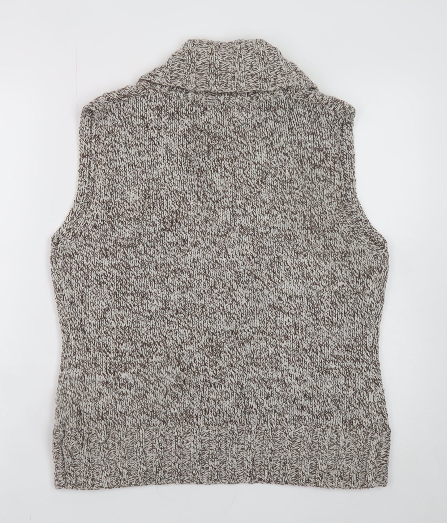 EWM Women's Beige Cable-Knit Sleeveless Vest M 14-16 Open Cardigan