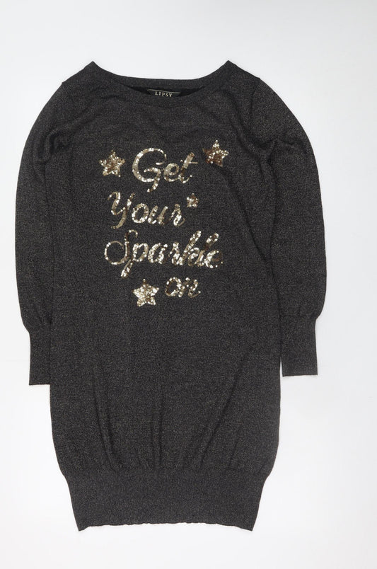 Lipsy Women’s Black Sequin Jumper Dress Size 12