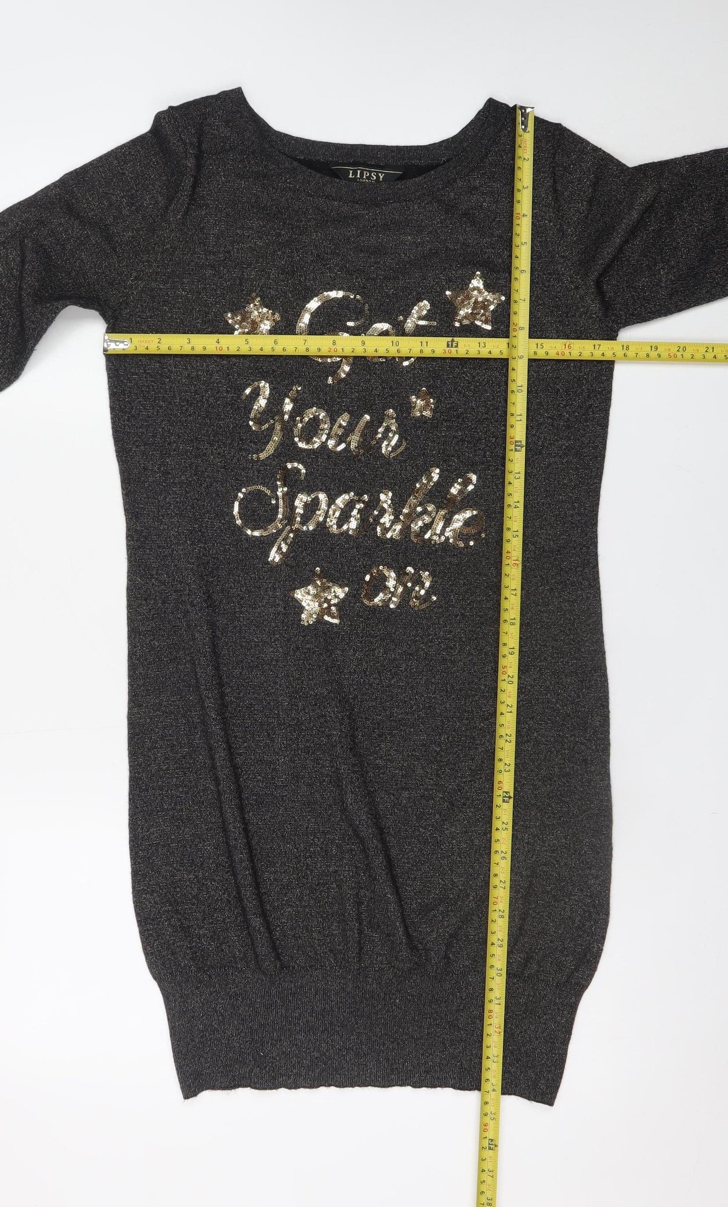 Lipsy Women’s Black Sequin Jumper Dress Size 12