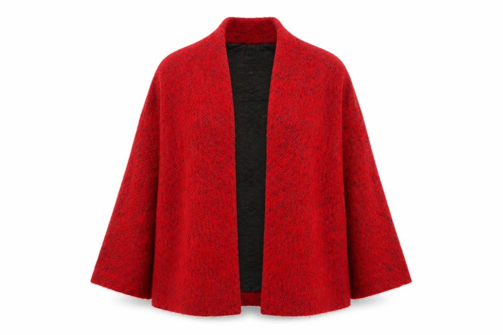 ottod’Ame Women Red Mohair Blend Open Cape Jacket Size 10