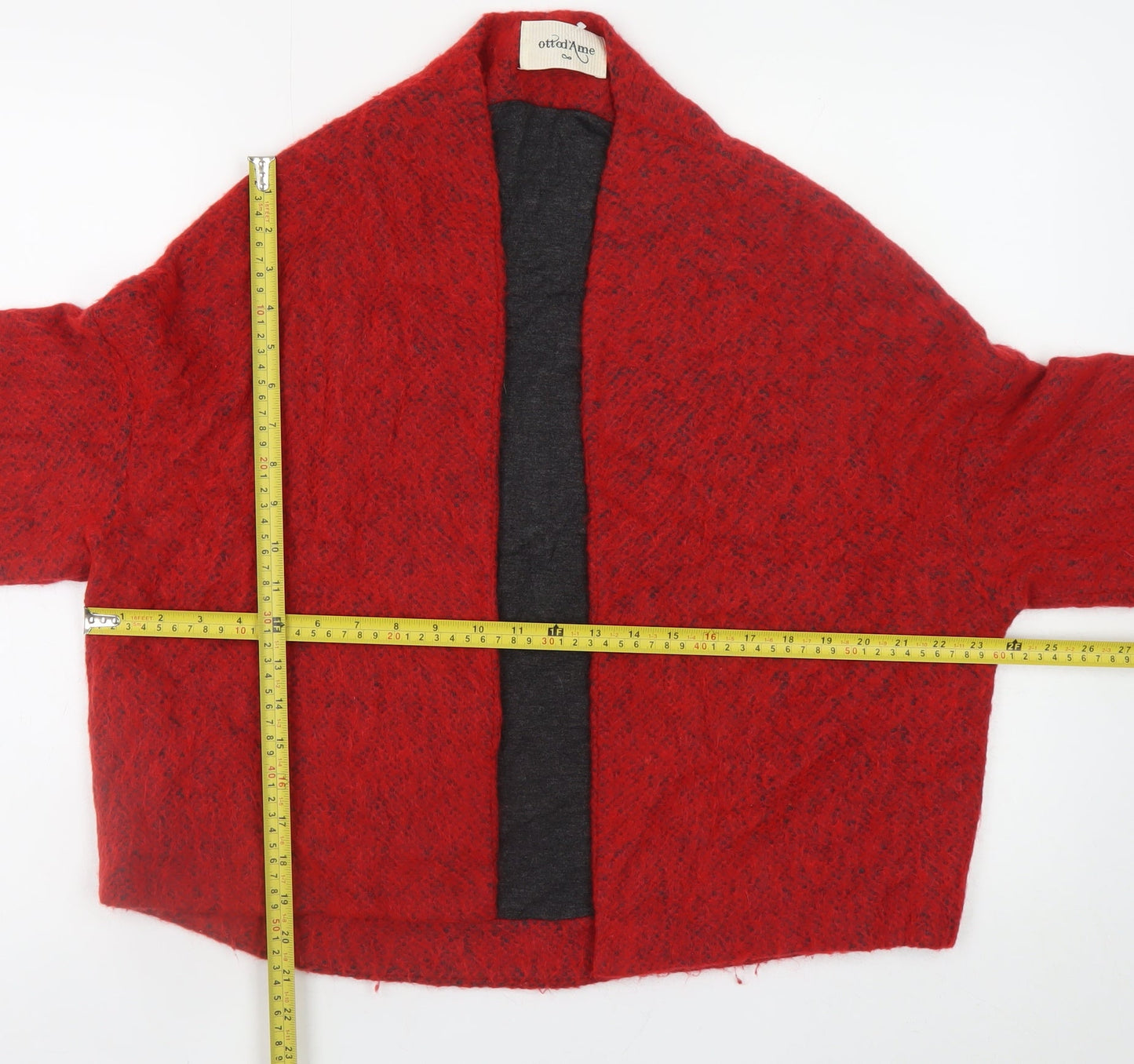 ottod’Ame Women Red Mohair Blend Open Cape Jacket Size 10