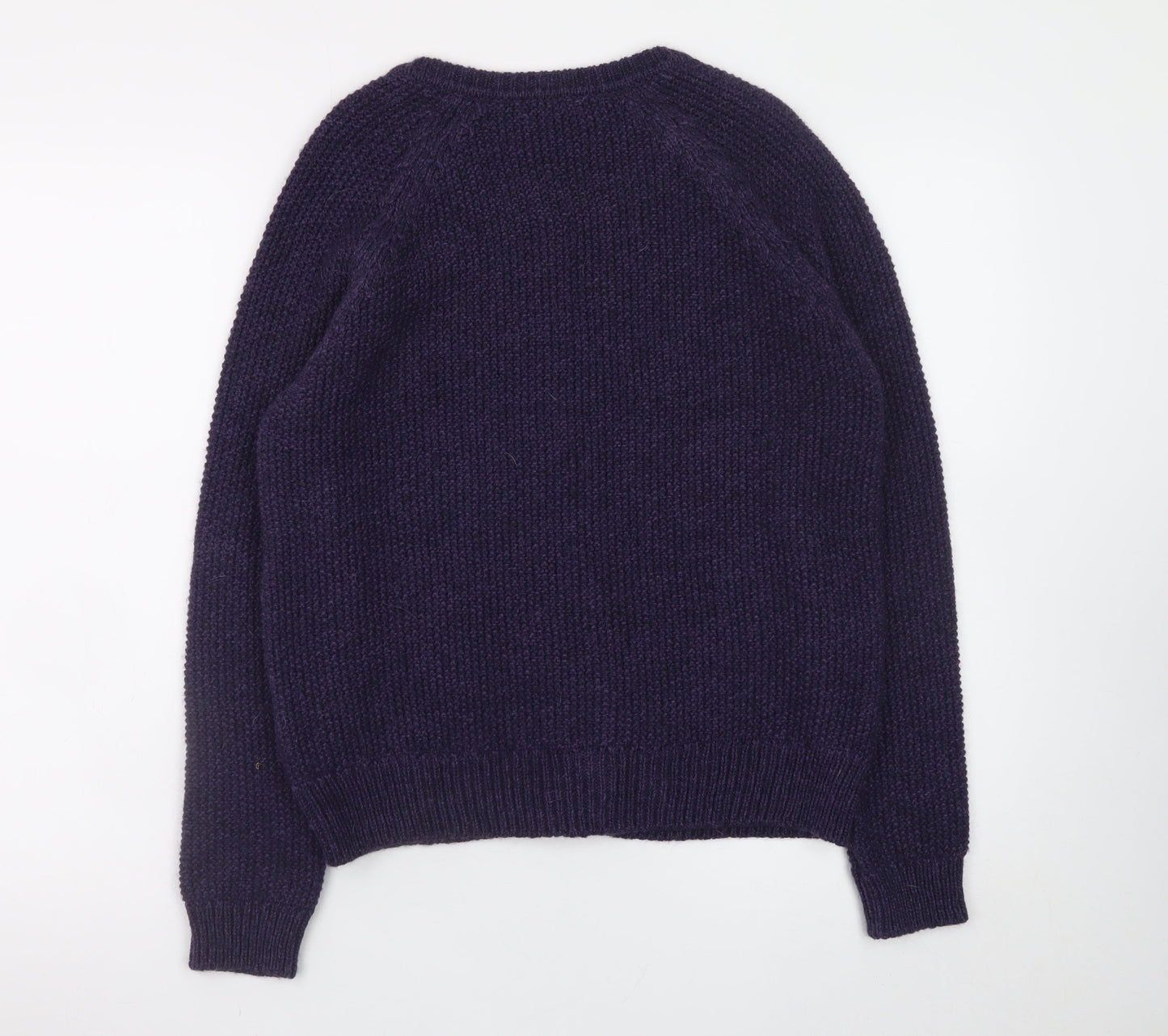 Marks and Spencer Women Purple Cable-Knit Cardigan UK 12 Wool Blend