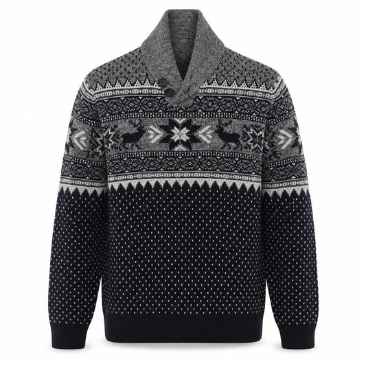 Next Men’s Grey Fair Isle Shawl Collar Jumper Medium