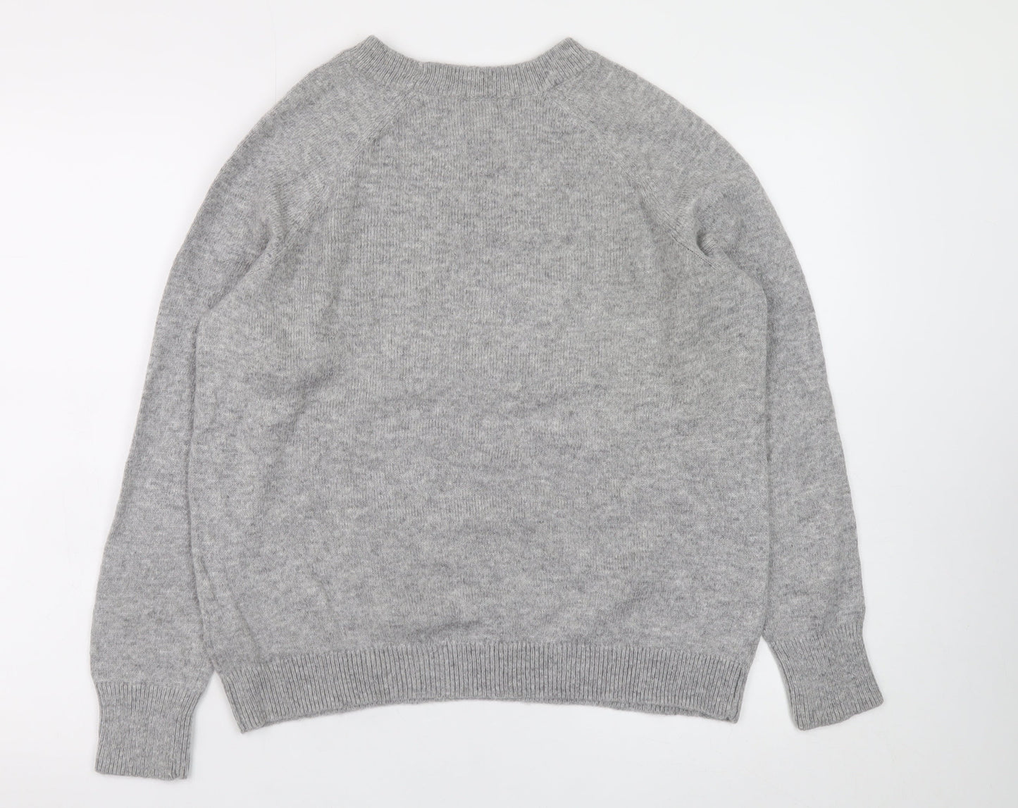 H&M Women’s Grey Elfie Selfie Sequin Christmas Jumper Size 12