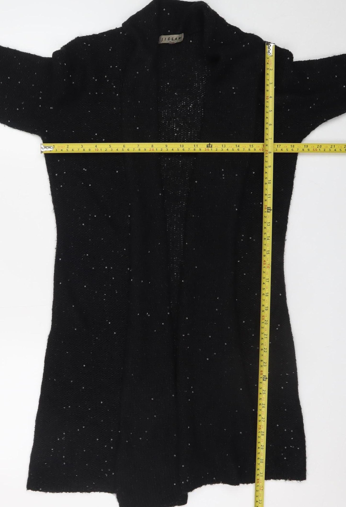 Jigsaw Women's Black Sequin Knit Long Sleeve Cardigan Size S