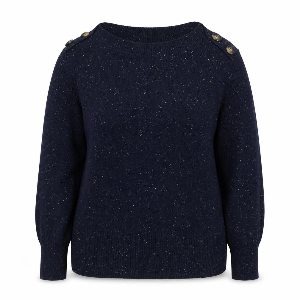 Marks & Spencer Women's Blue Crew Neck Button Pullover Jumper Size 16