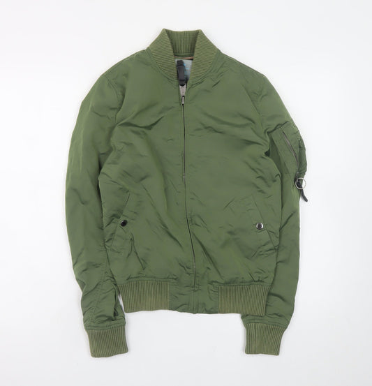 Alpha Industries Men's Green Bomber Jacket Size S Military Style