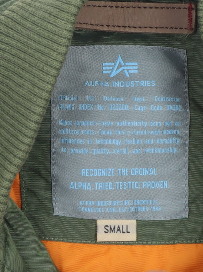 Alpha Industries Men's Green Bomber Jacket Size S Military Style