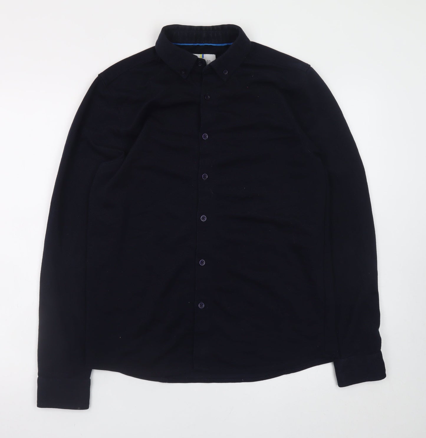 Larsson & Co Men's Black Button-Up Long Sleeve Regular Fit Shirt M