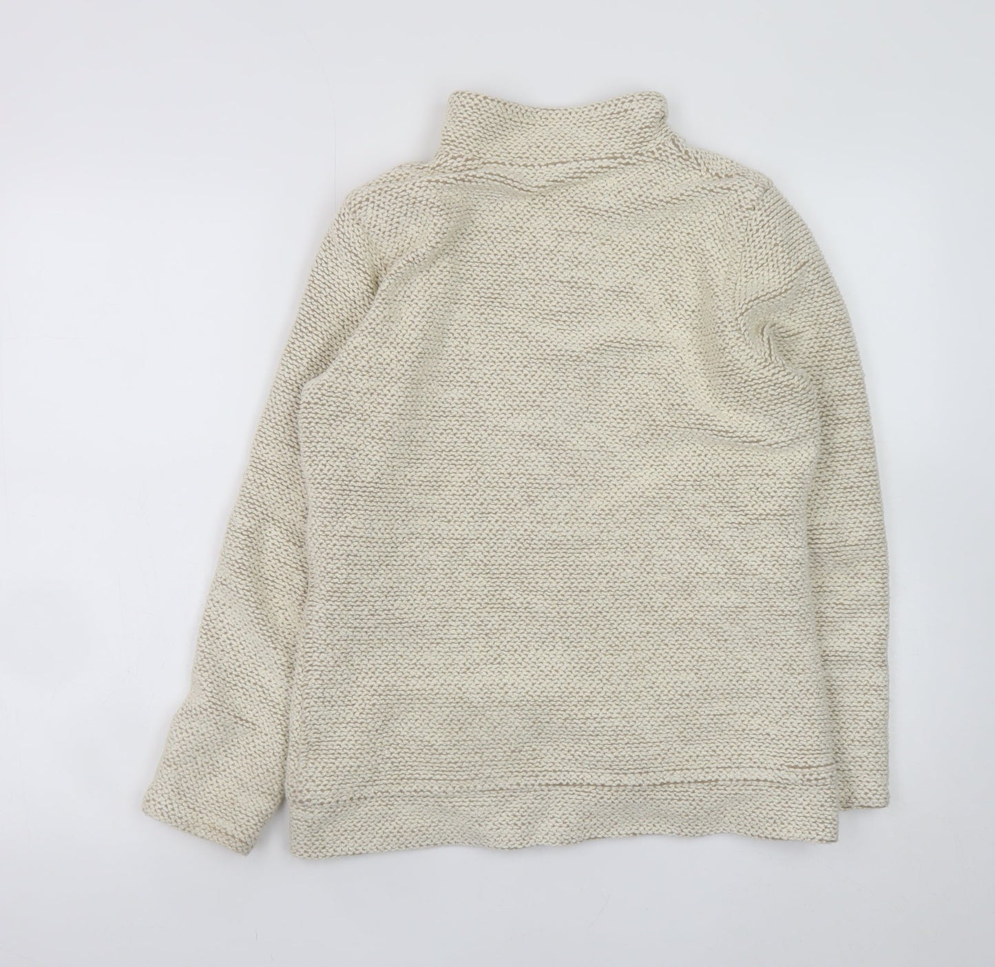 Weird Fish Women Beige Cotton Blend Full Zip Knit Jacket Size 12