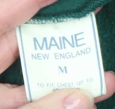 Maine New England Men Green Fleece Full Zip Jacket M Polyester