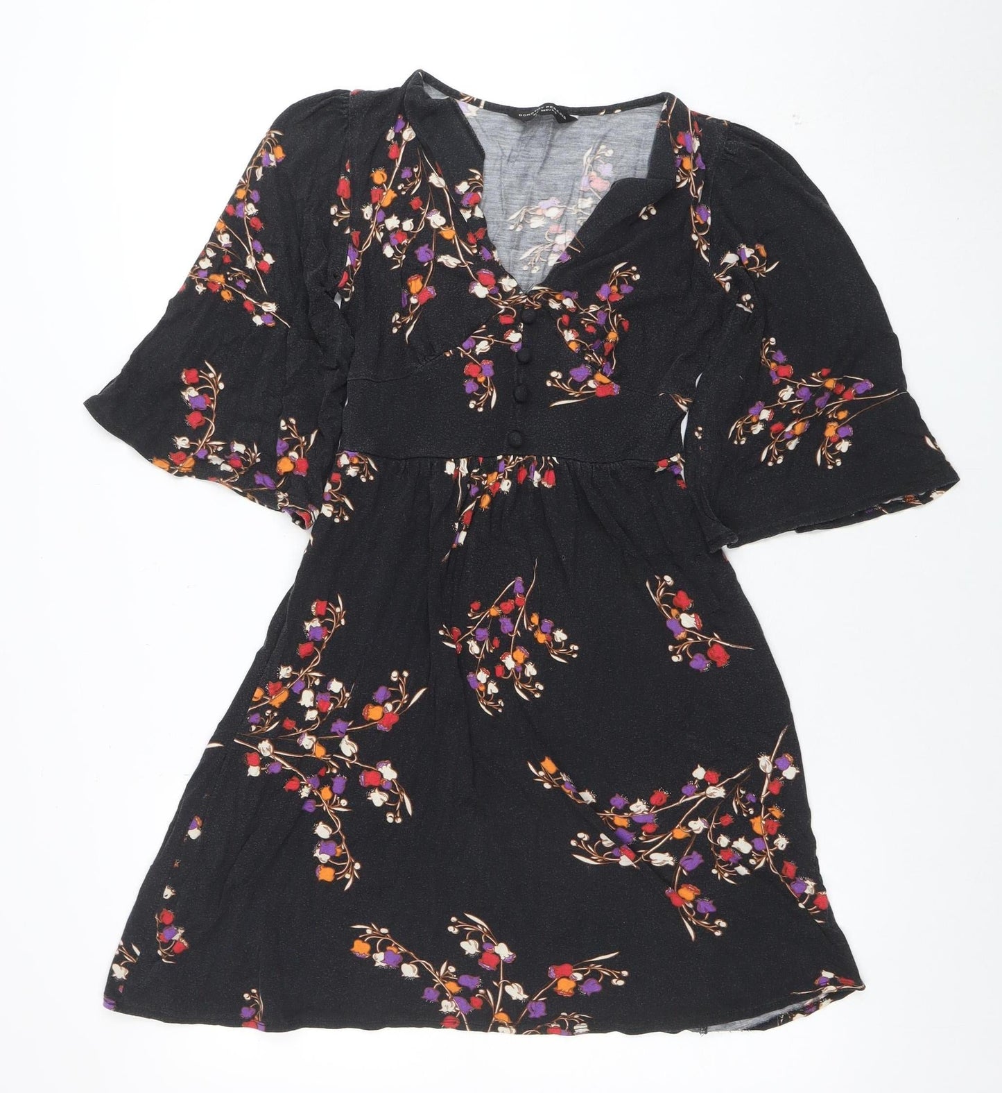 Dorothy Perkins Women's Black Floral Wrap Dress Size 10