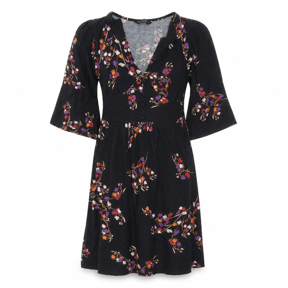 Dorothy Perkins Women's Black Floral Wrap Dress Size 10