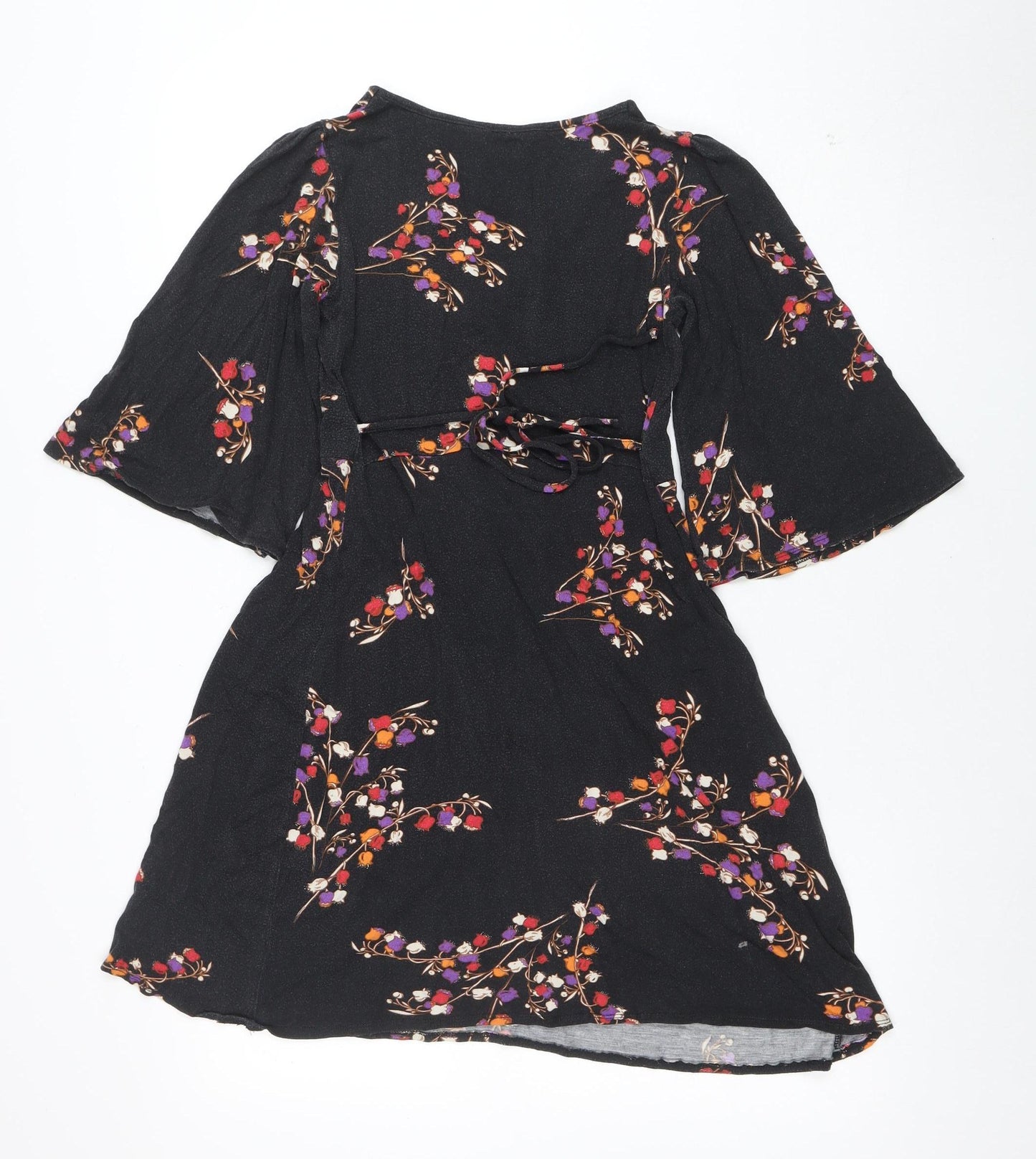 Dorothy Perkins Women's Black Floral Wrap Dress Size 10
