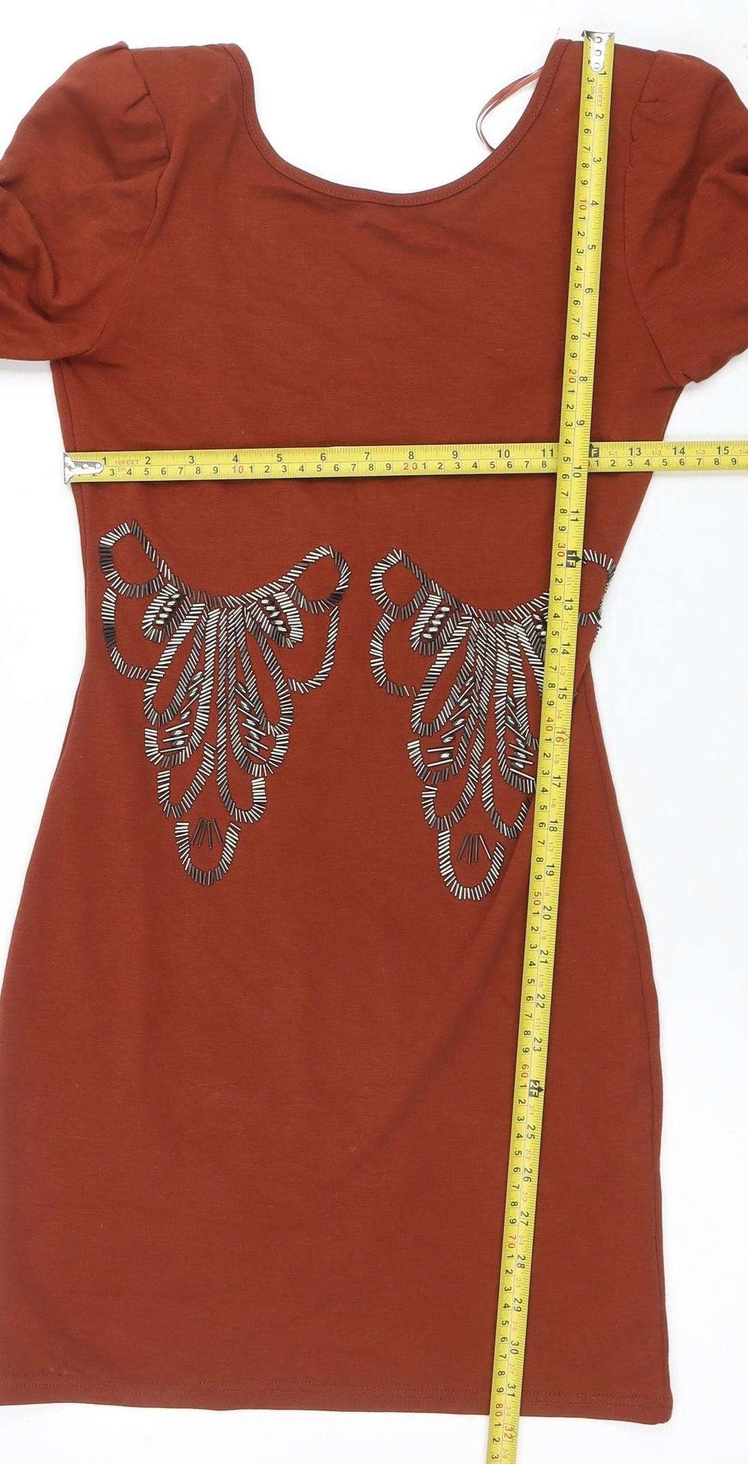 Goldie London Women's Brown Long Sleeve Bodycon Dress Size S
