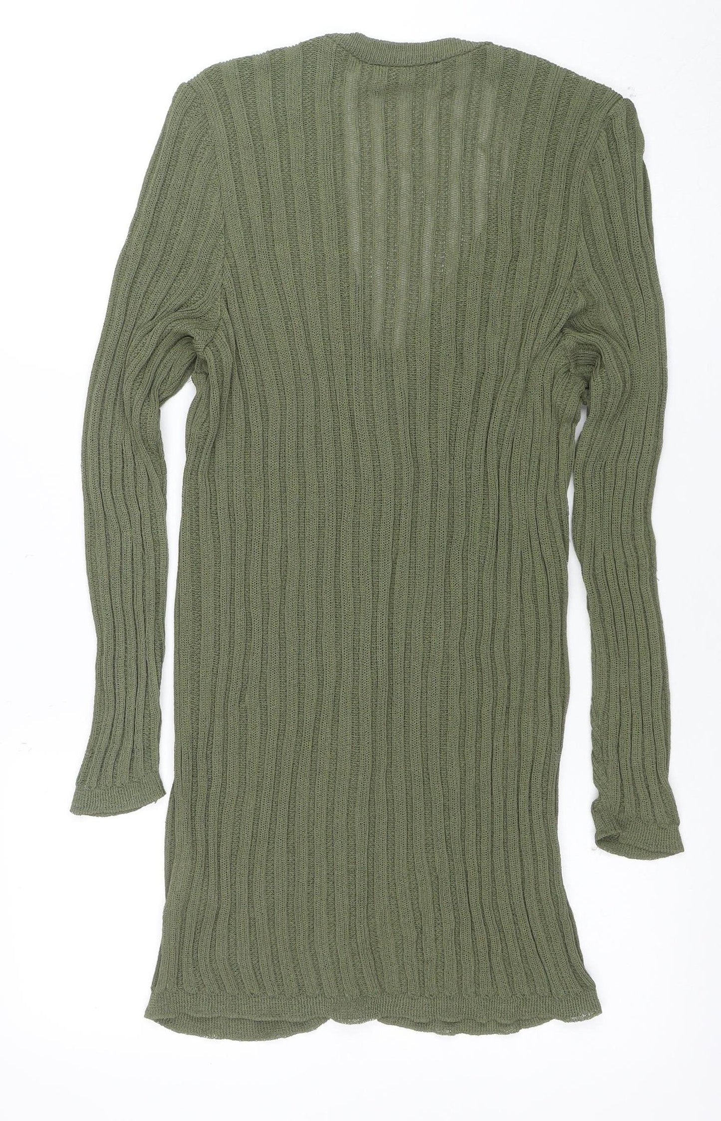 Jaeger Women’s Green V-Neck Ribbed Knit Long Sleeve Cardigan Size 10