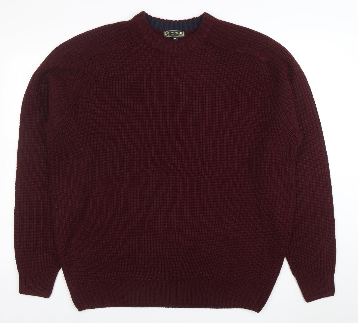 R.G. Field Men's Red Acrylic Knit XL Crew Neck Jumper