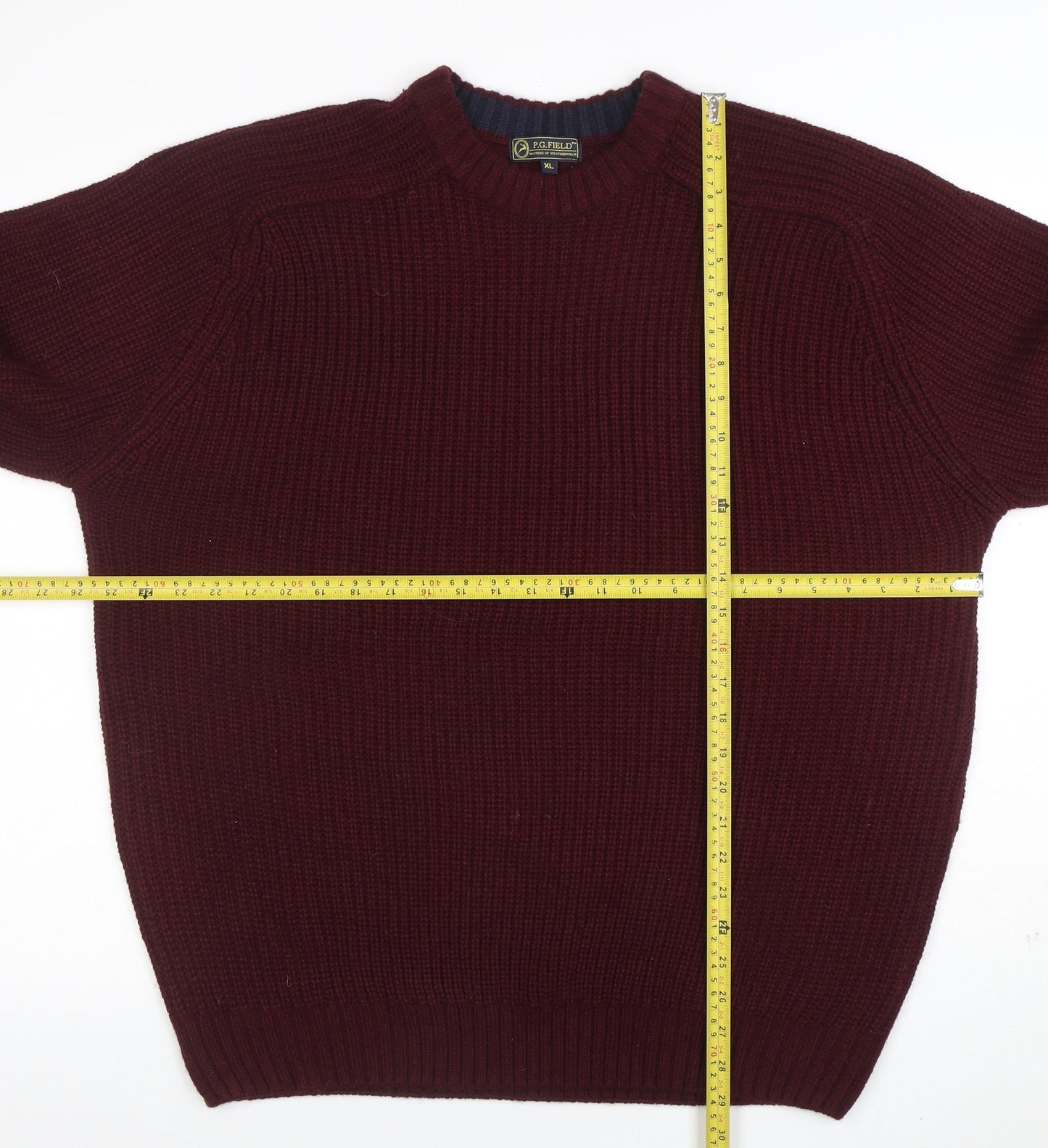 R.G. Field Men's Red Acrylic Knit XL Crew Neck Jumper