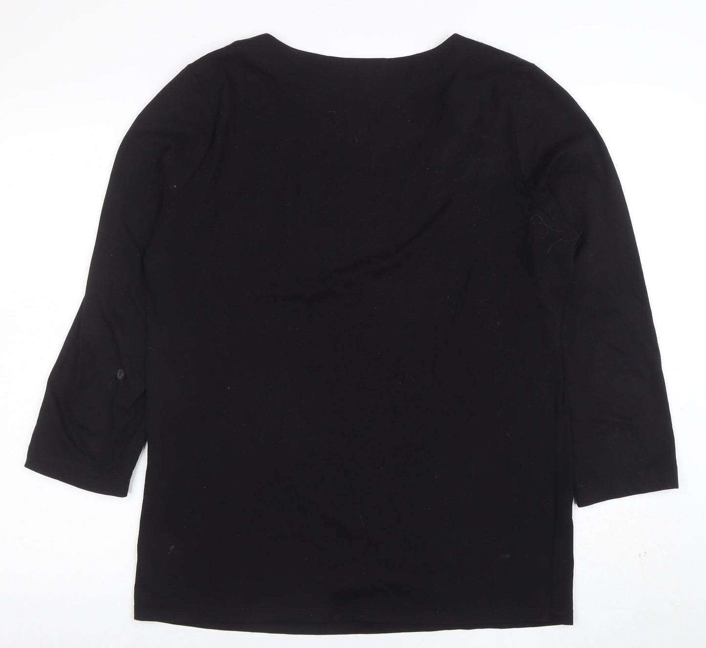 INC International Concepts Womens Black Sequin Scoop Neck 3/4 Sleeve Top XL