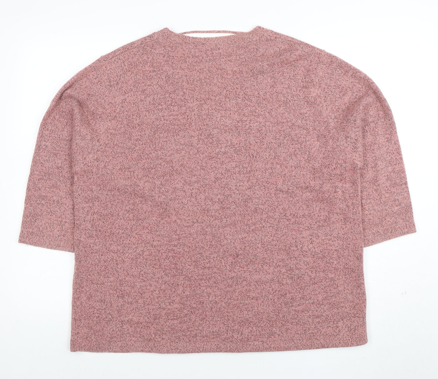 Damart Women’s Pink Embroidered V-Neck 3/4 Sleeve Knit Jumper XL