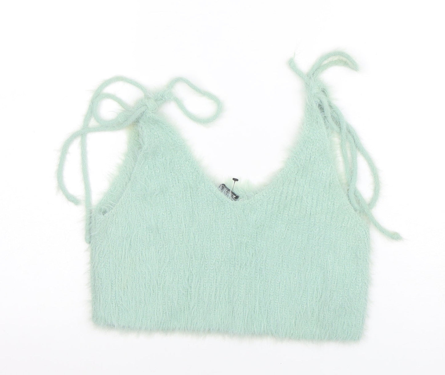 Zara Women's Green Knit Fuzzy Camisole Tank Top M
